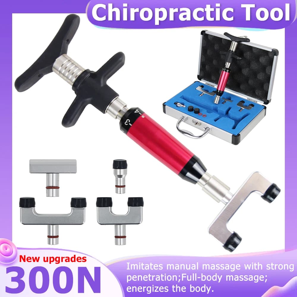 300N Chiropractic Adjusting Gun Spine Massage Tools Limb Pain Relief Therapy Correction Spinal 4Heads Manual Back Massager 2026
