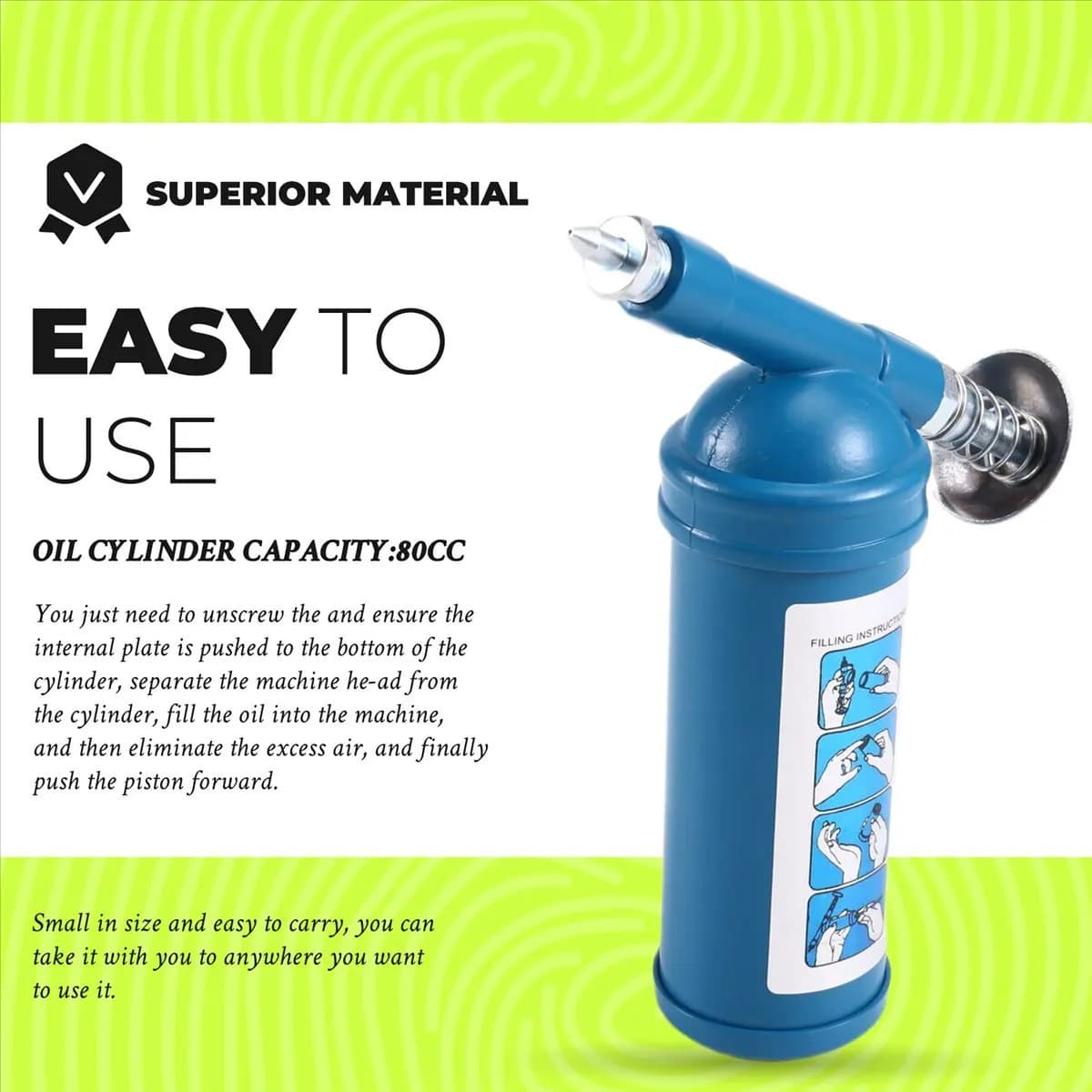 HGHO 80CC Mini Manual Butter Oiler High Pressure Oiler Airbrush for Road Bike Excavator Machinery Oil Injection Pump