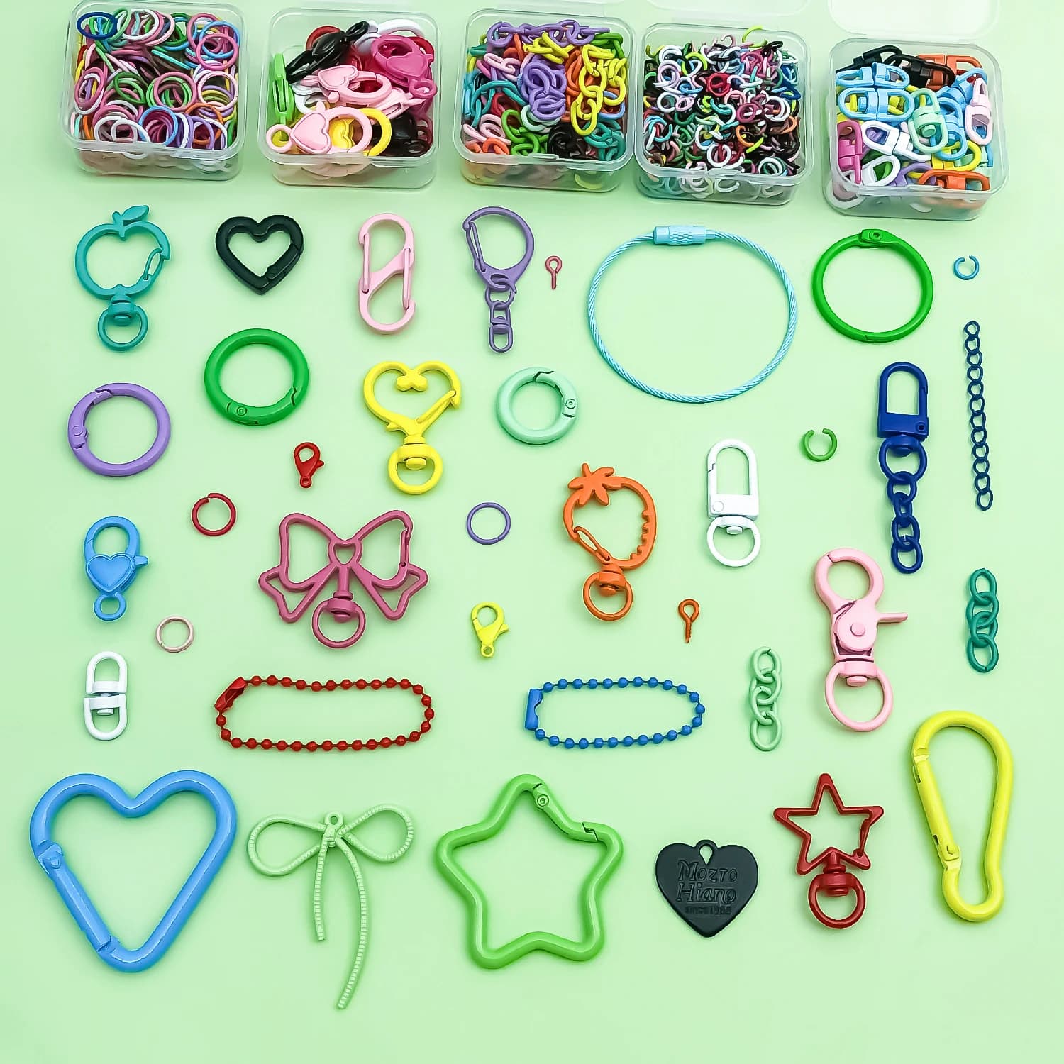 Keychain Clasps Mix Colorful Swivel Snap Hooks Key Rings Chain Links Bulk For Keychain Bag Charm DIY Jewelry Making Accessories