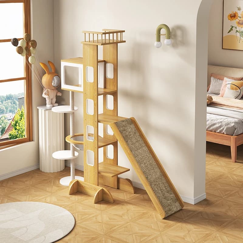 Struttura da arrampicata per gatti, nido per gatti, tiragraffi integrato, grandi forniture in legno massello, per tutte le stagioni, universali piccole