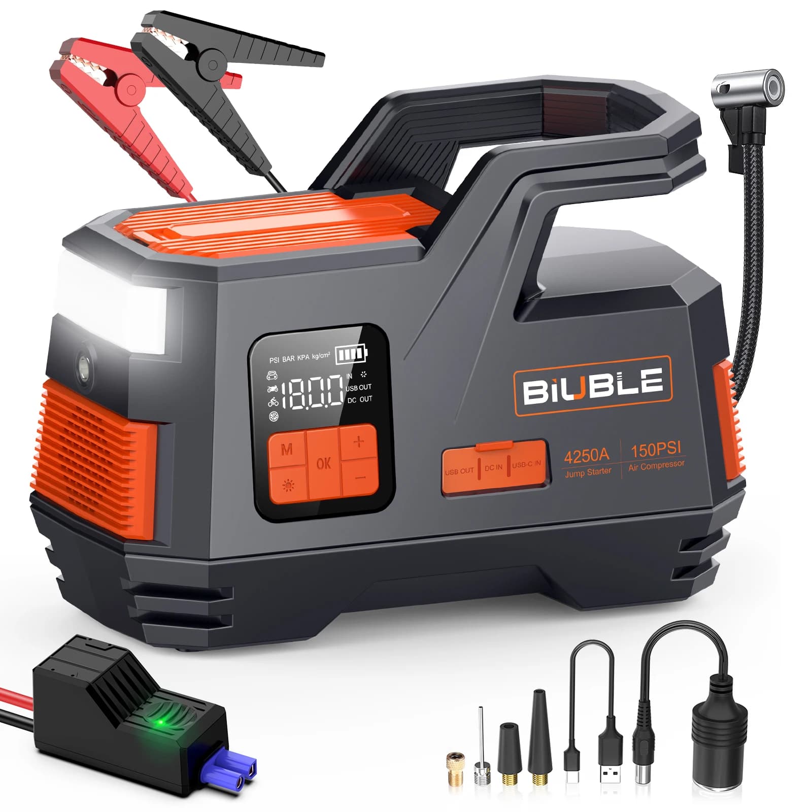 Portable car emergency starter, emergency starter with air compressor, emergency start for peak batteryPortable, car battery jump box