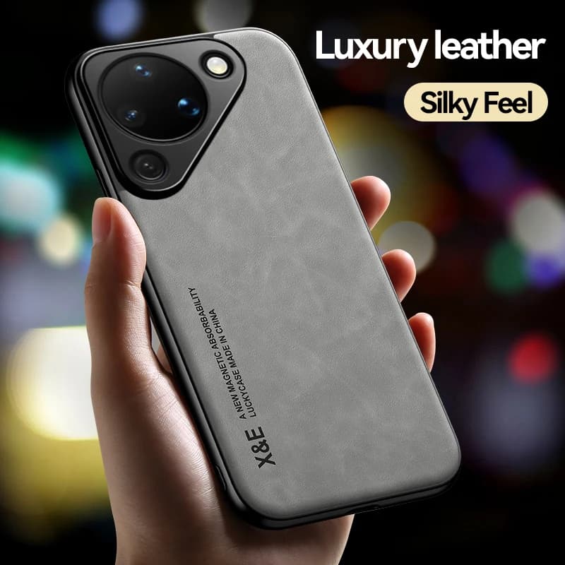 Custodia Magnetica per Auto con Texture in Pelle per Huawei Pura 90, Cover per Telefono Huawei Pura 90 Pro Max, Coque per Huawei Pura 90 Pro