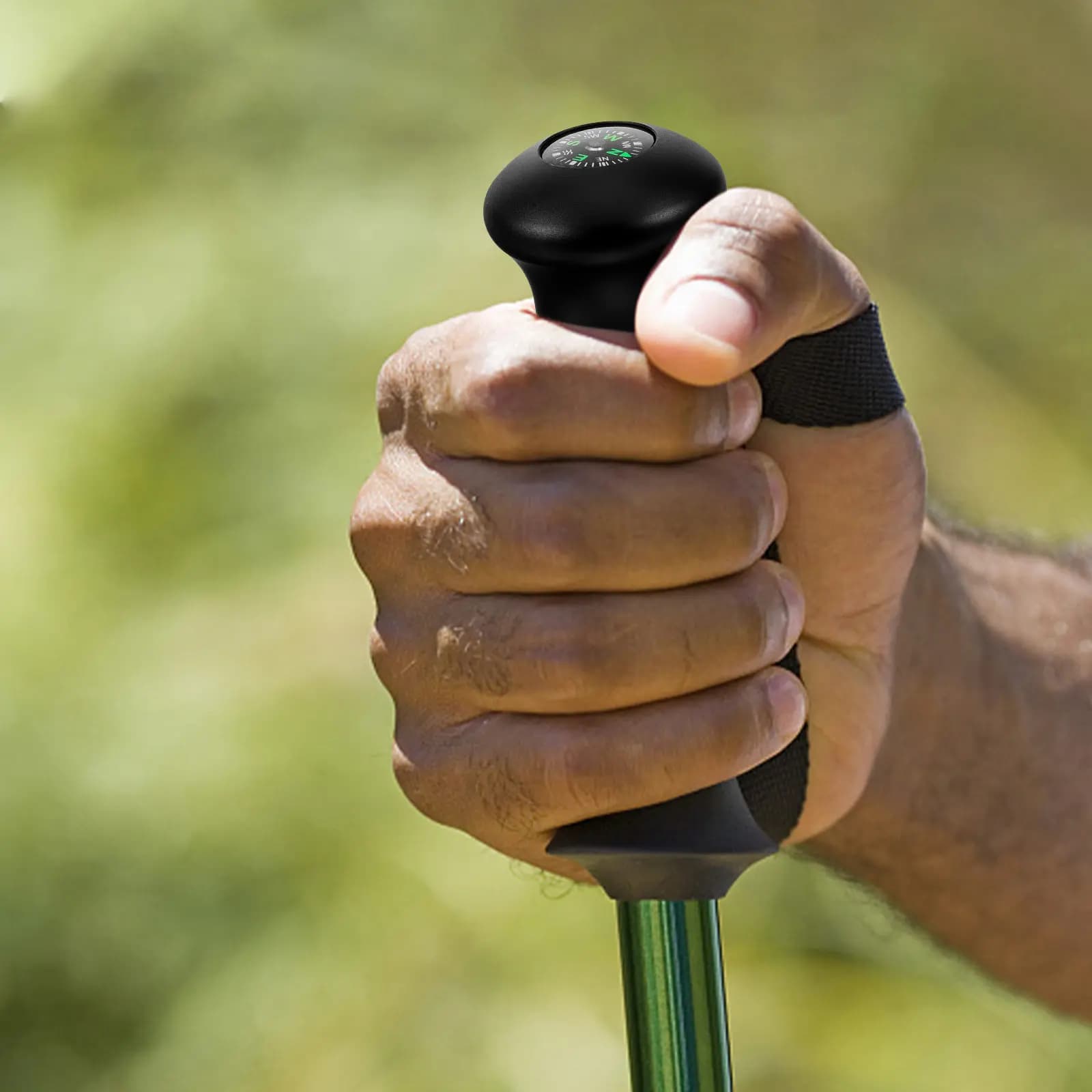 Bussola per Bastone da Trekking, Portatile, Leggera, in Lega di Alluminio, per Escursionismo e Arrampicata, con Impugnatura a Sfera