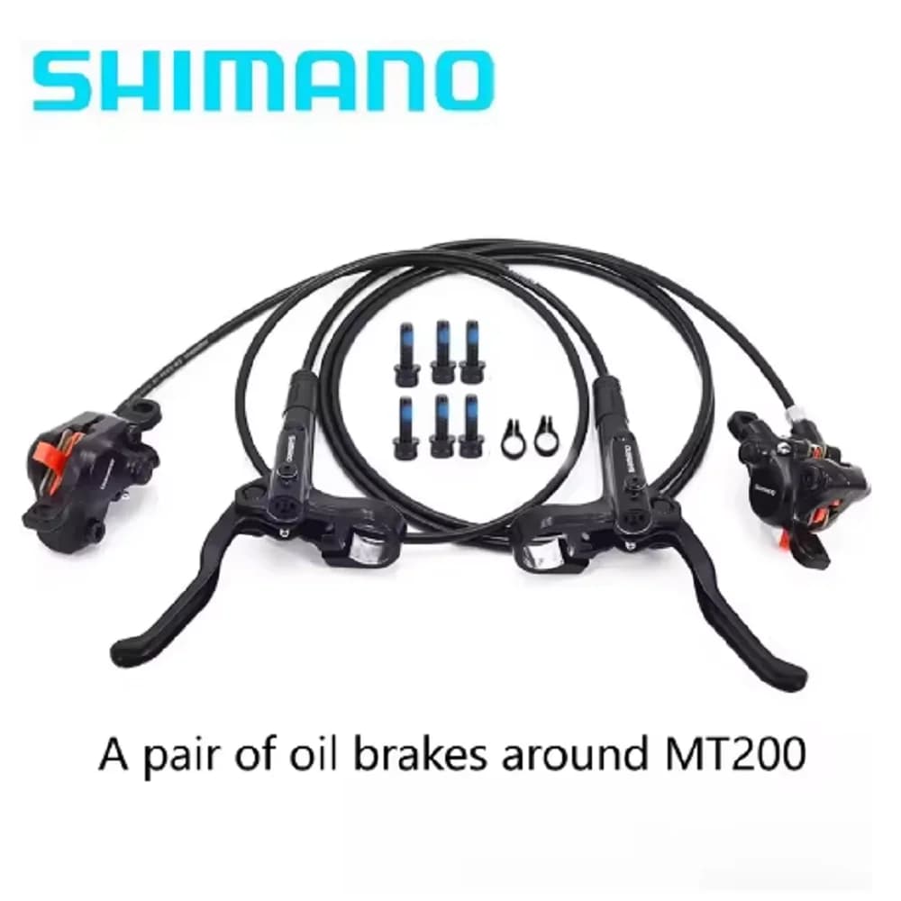 Freno a Disco Idraulico Originale Shimano MT200 BR per Bicicletta MTB, Anteriore Sinistro 800mm, Posteriore Destro 1450mm