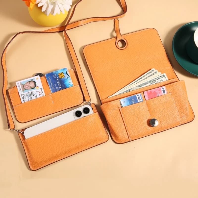 Comodo porta carte per passaporto multifunzionale Borsa per telefono a tracolla Portafoglio da donna multiuso per carte bancarie Tee-in-One