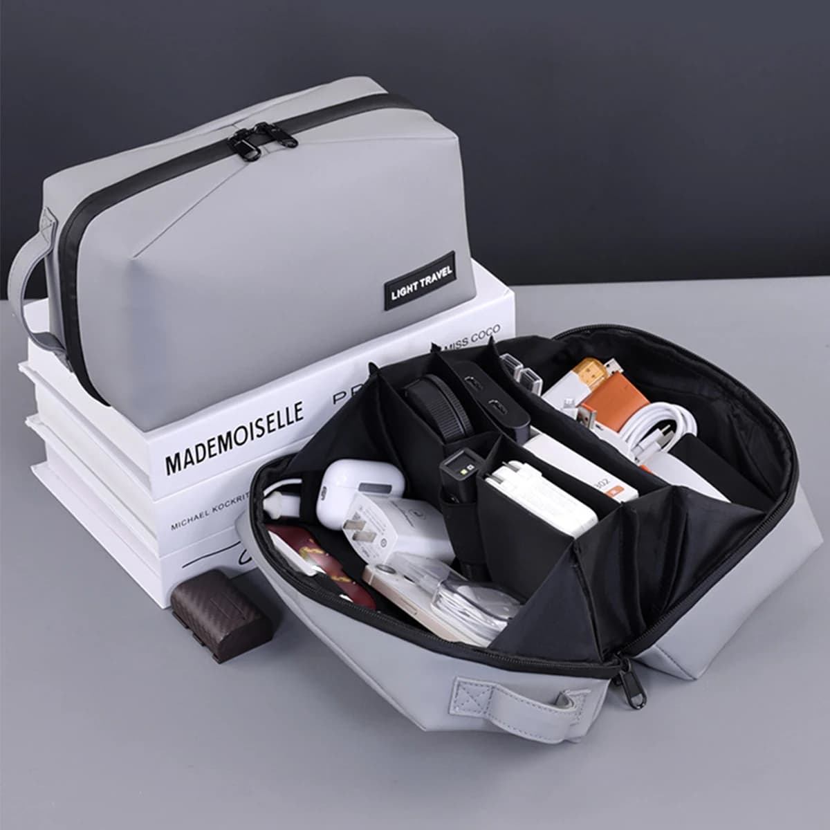 Borsa portaoggetti per cavo dati doppio aperto Cuffie per mouse Power Bank Accessori digitali Organizzatore Borse per documenti da viaggio d'affari