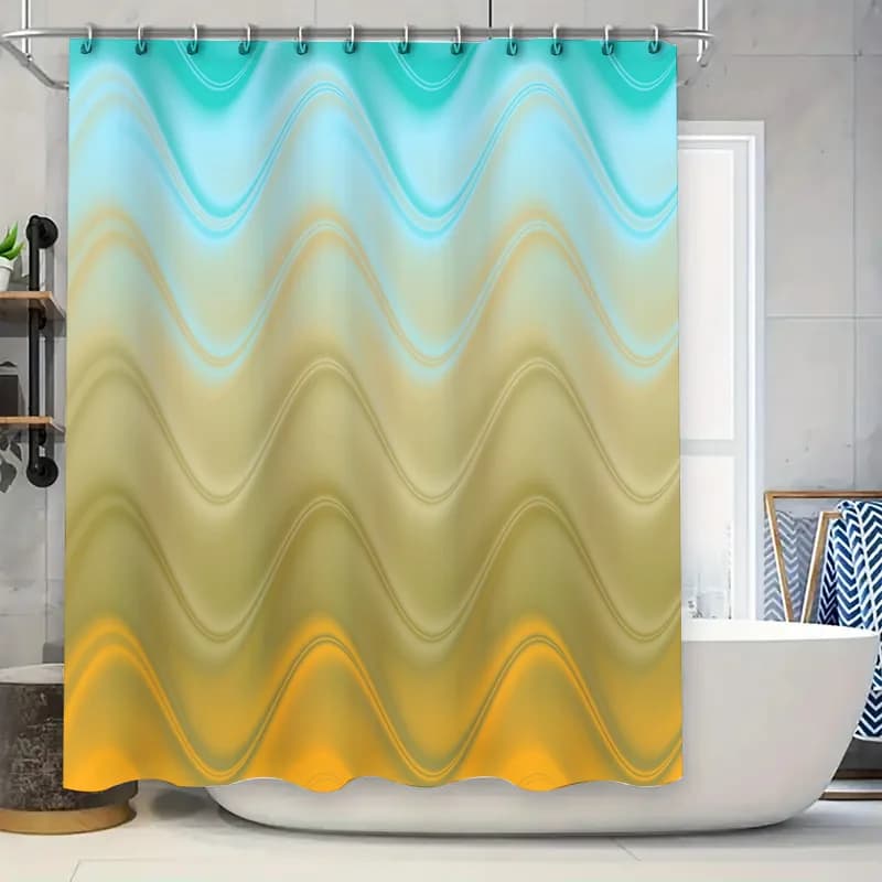 Tenda da doccia vintage blu bianca con motivo floreale per l'arredamento del bagno, dimensioni 72x84 pollici