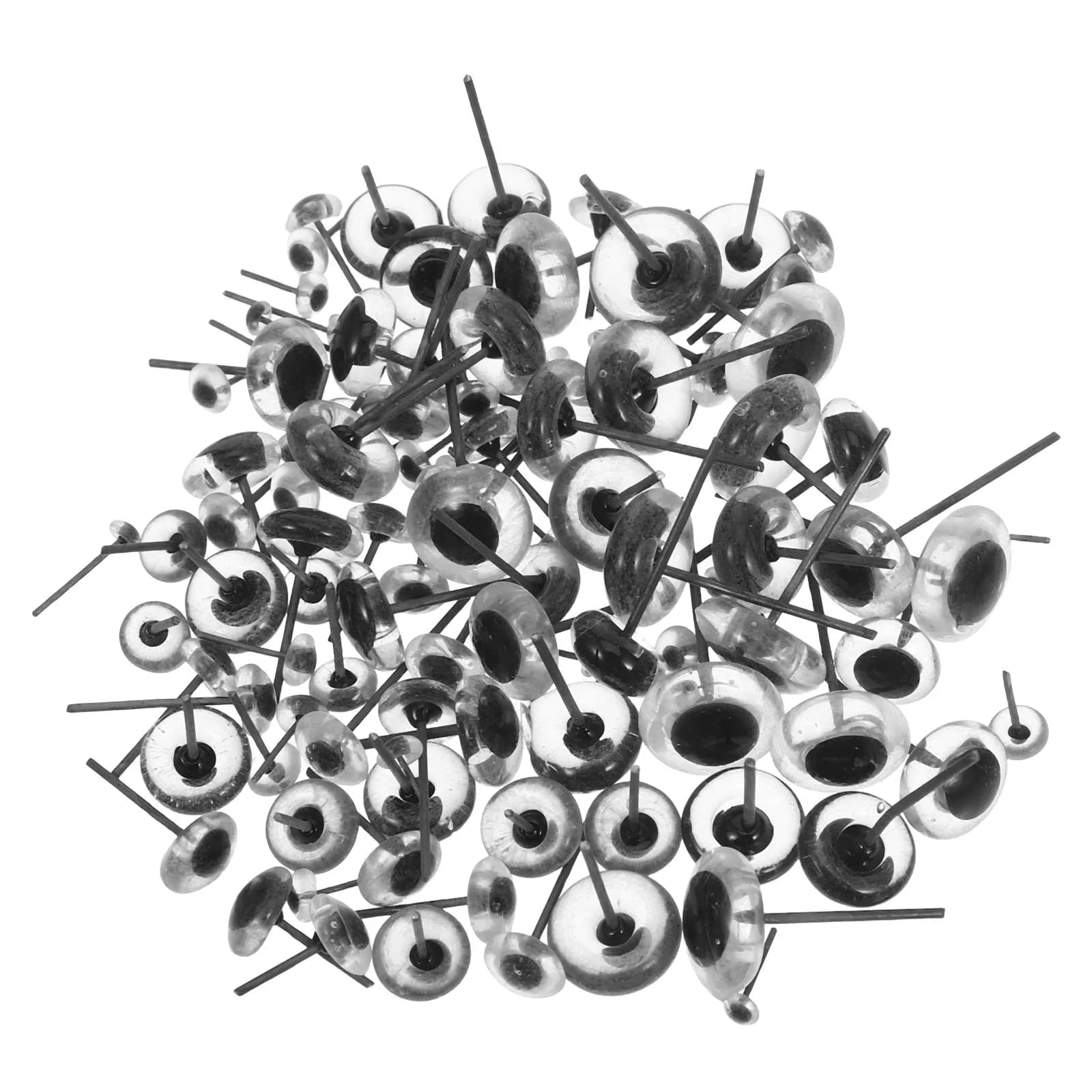 100 Pezzi Occhi di Vetro Realistici Fatti a Mano, Piatti e Rotondi, da 3-12mm per Lavori all'Uncinetto, Maglia, Feltro e Creazione di Animali Artigianali