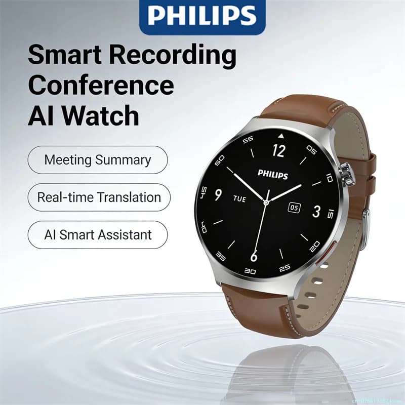 Nuovo Smartwatch Philips VTR5206 per Uomo e Donna, Orologio da Polso con Registrazione Intelligente, Braccialetto VoiceTracer, Regalo di Compleanno, Orologio Elettronico R10