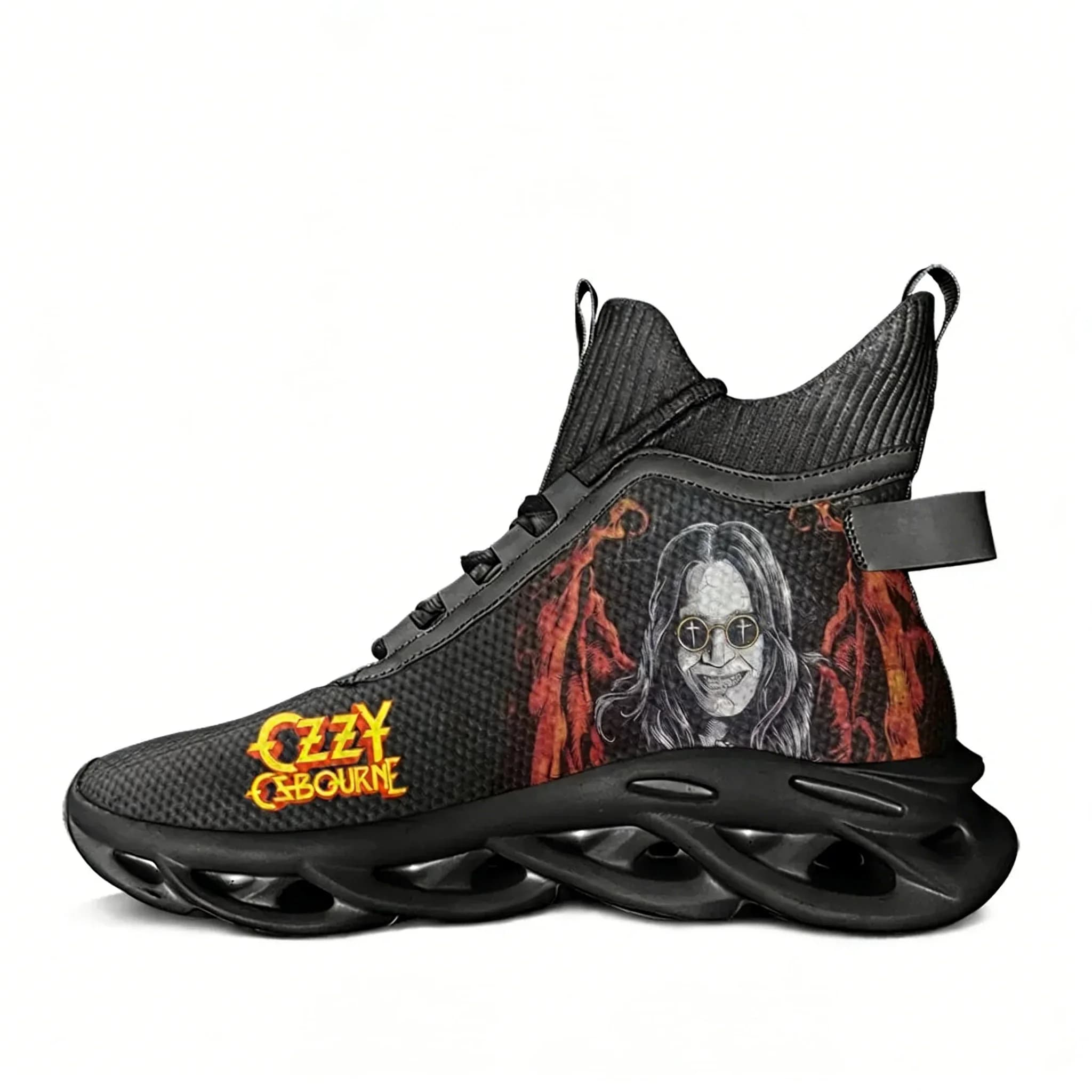 Ozzy Osbourne high sneakers for men and women, running sports shoes with mesh laces, customizable