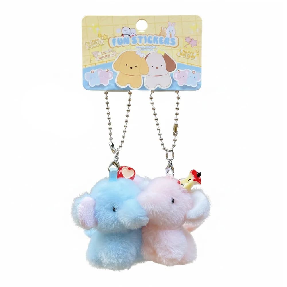 Kawali Cartoon Animal Bestie Lucky Charm Multicolor Plush Doll Keychain Pendant Bear Elephant Panda Rabbit Dog Bag Ornament Toys