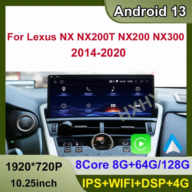 Android 13 8 + 128G Wireless Per Lexus NX NX200 NX200T 2014-2020 Auto Carplay Lettore Dvd Per Auto Navigazione Multimediale Stereo