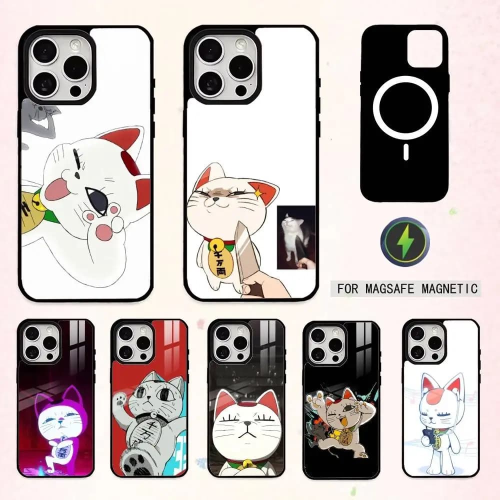 Cover per telefono divertente T-Turbo C-Cat G-Granny per iPhone 17, 16, 15, 14, 13, 12, 11 Plus, Pro Max, magnetica per ricarica wireless MagSafe