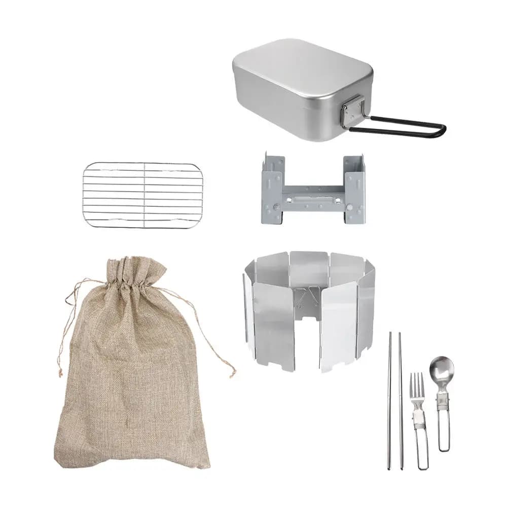 1 set di contenitori per il pranzo in alluminio, portatili, per picnic all'aperto, resistenti alle macchie, alla corrosione e alle crepe, per escursioni in campeggio