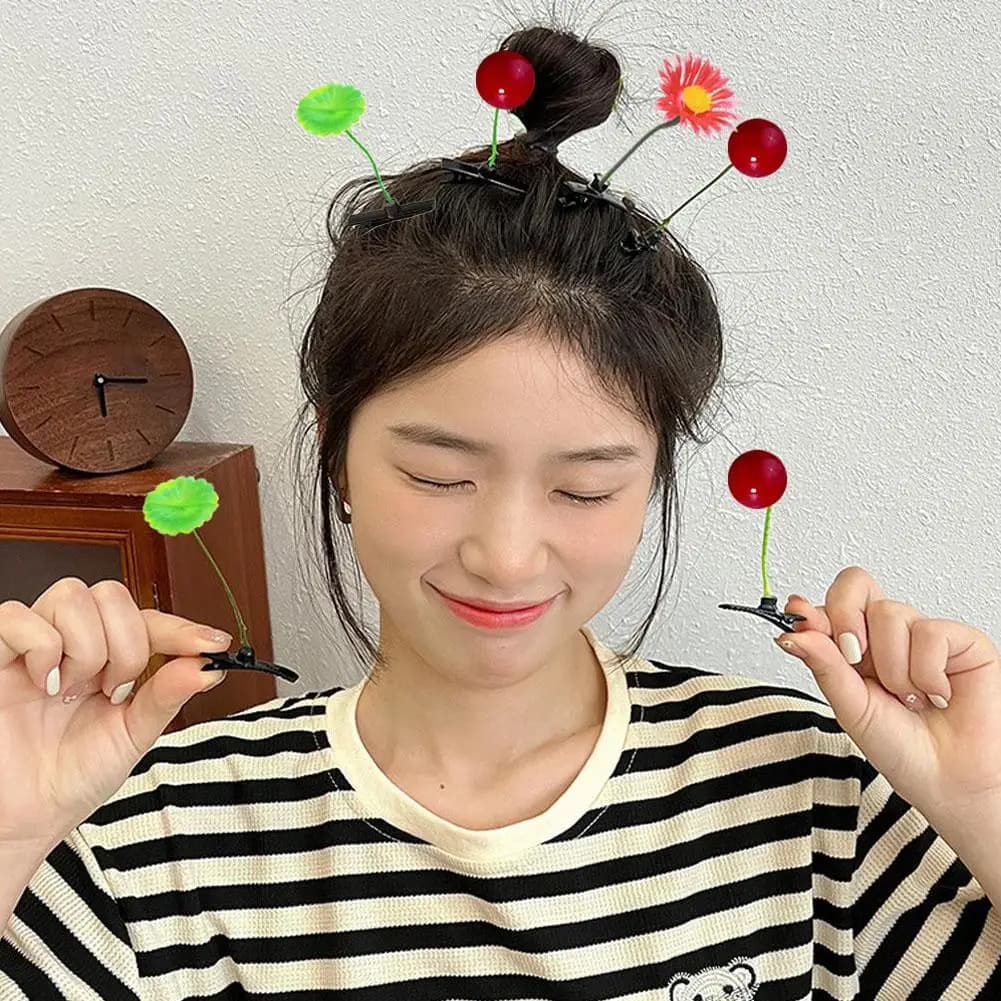 5 pz Mini Germoglio di Fagioli Manopole Per Capelli Per Bambini Ragazze Dolci Pianta Capelli Divertenti Pianta Pinze Clip Copricapi Forcelle Erba Artiglio Dei Capelli Erba T2q1