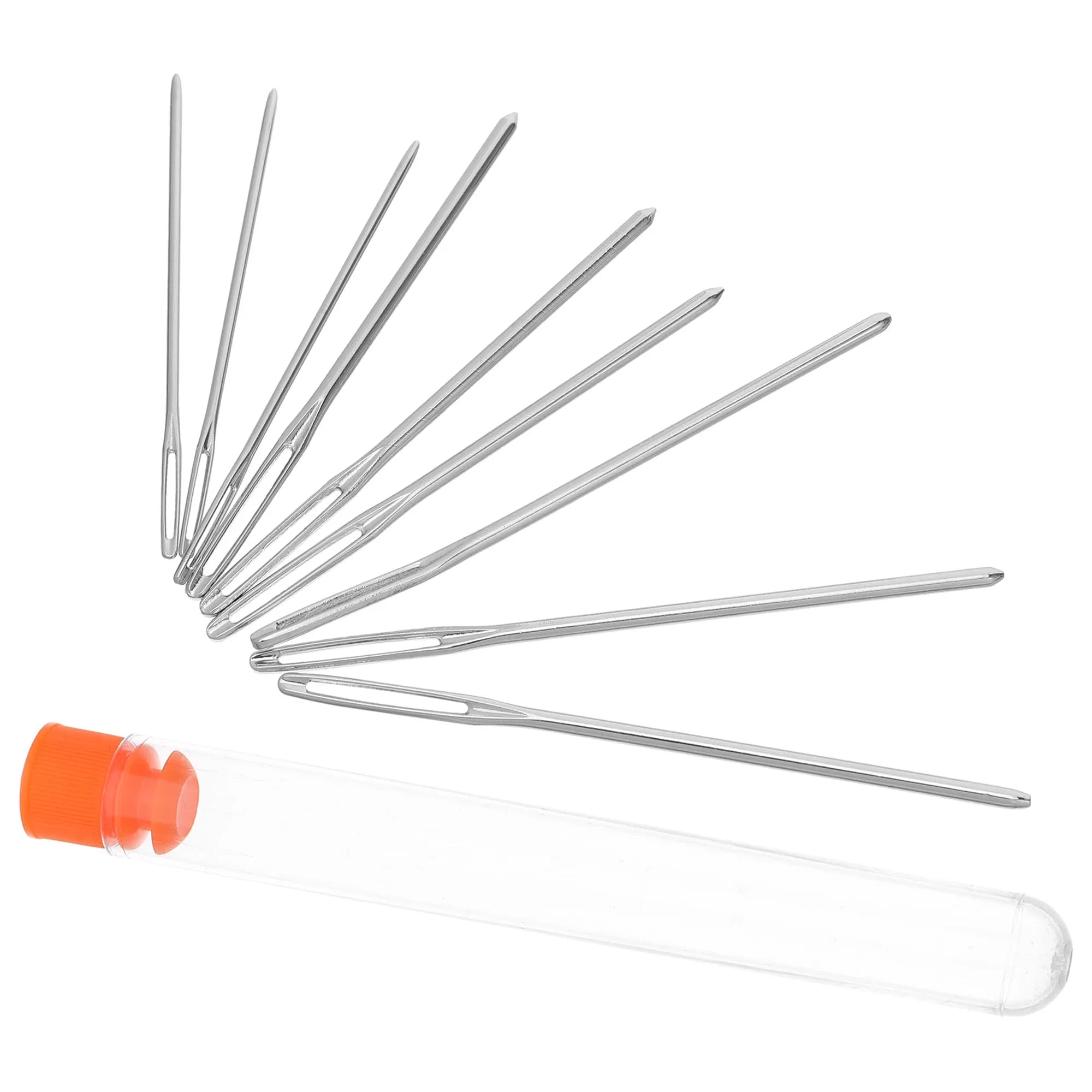 9Pieces Assorted Blunt Head Large Eye Knitting Needles Stainless Steel Smooth Surface Long Shaft for Sweater Quilt Seam Sewing