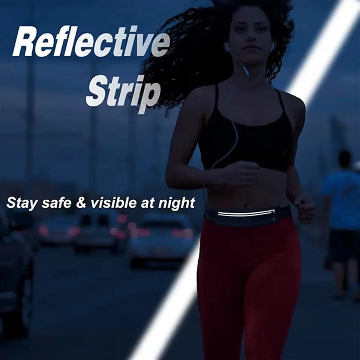 T34C Running Belt Fanny Pack, Slim Runners Waist Pack, Reflective Running Gear Accessories for Exercise Marathon Jogging