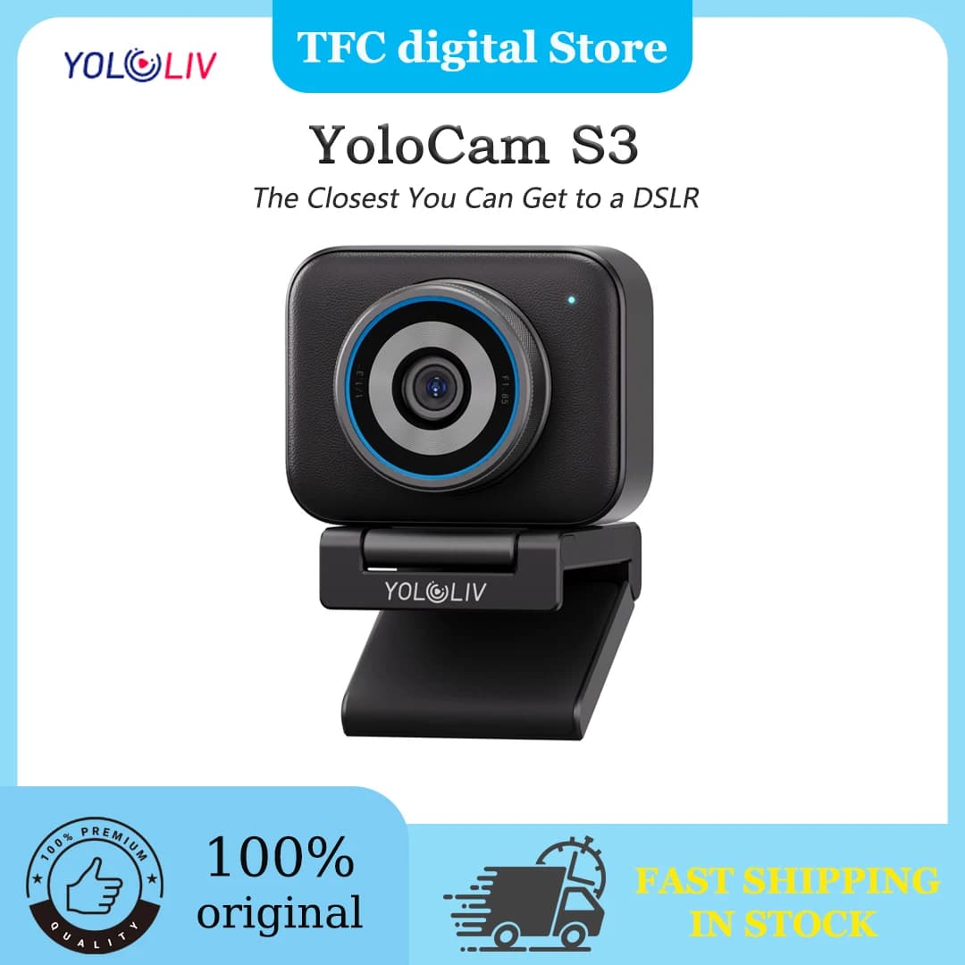 YOLOLIV YoloCam S3 Webcam per Streaming Live 4K con AI, Sensore CMOS Grande da 1/1.3", Supporto HDR, Video fino a 4K30 o 1080p60