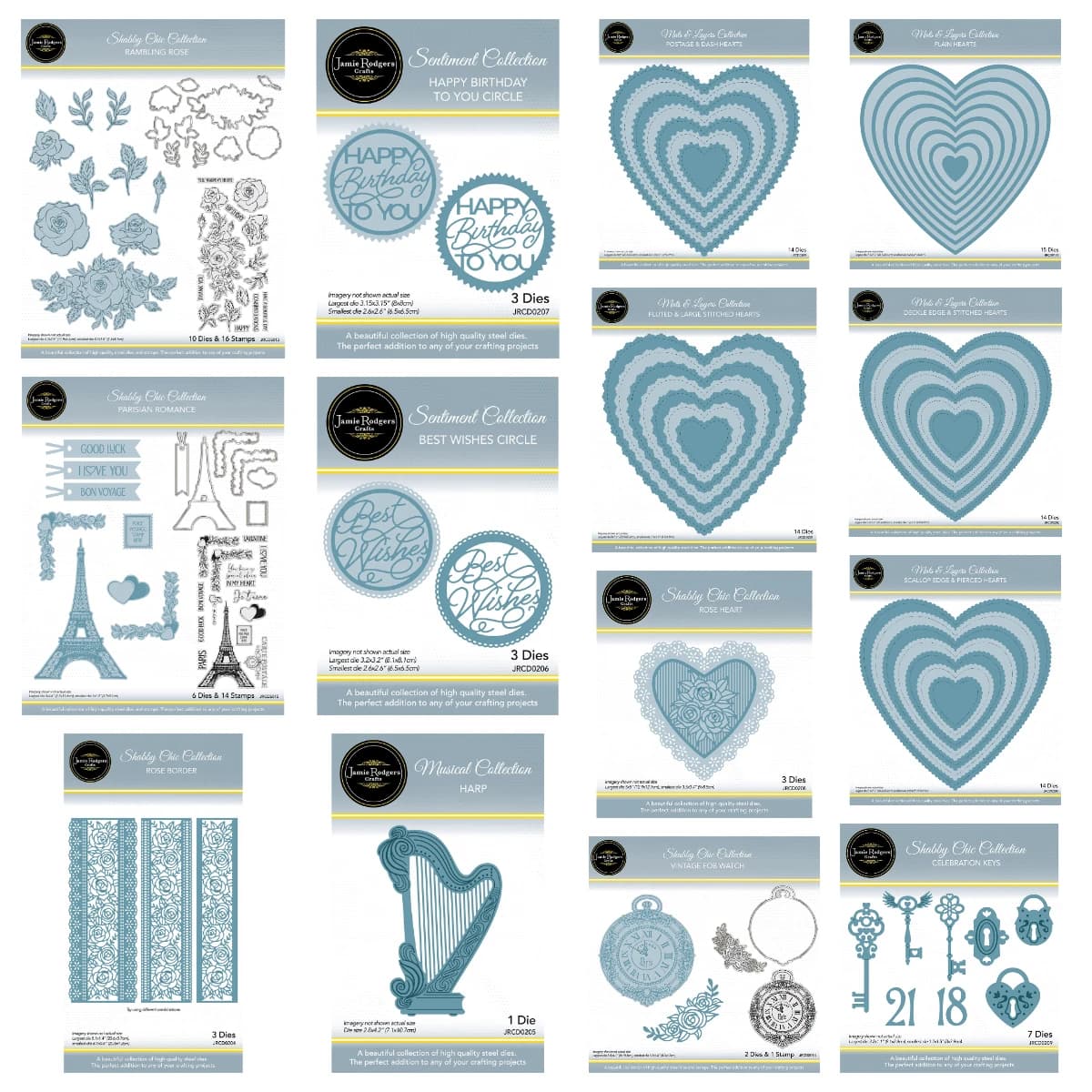 2026 New Metal Cutting Dies and Clear Stamps DIY Scrapbooking Stencil Paper Card Album Edge & Pierced Hearts Rose Heart Die Set