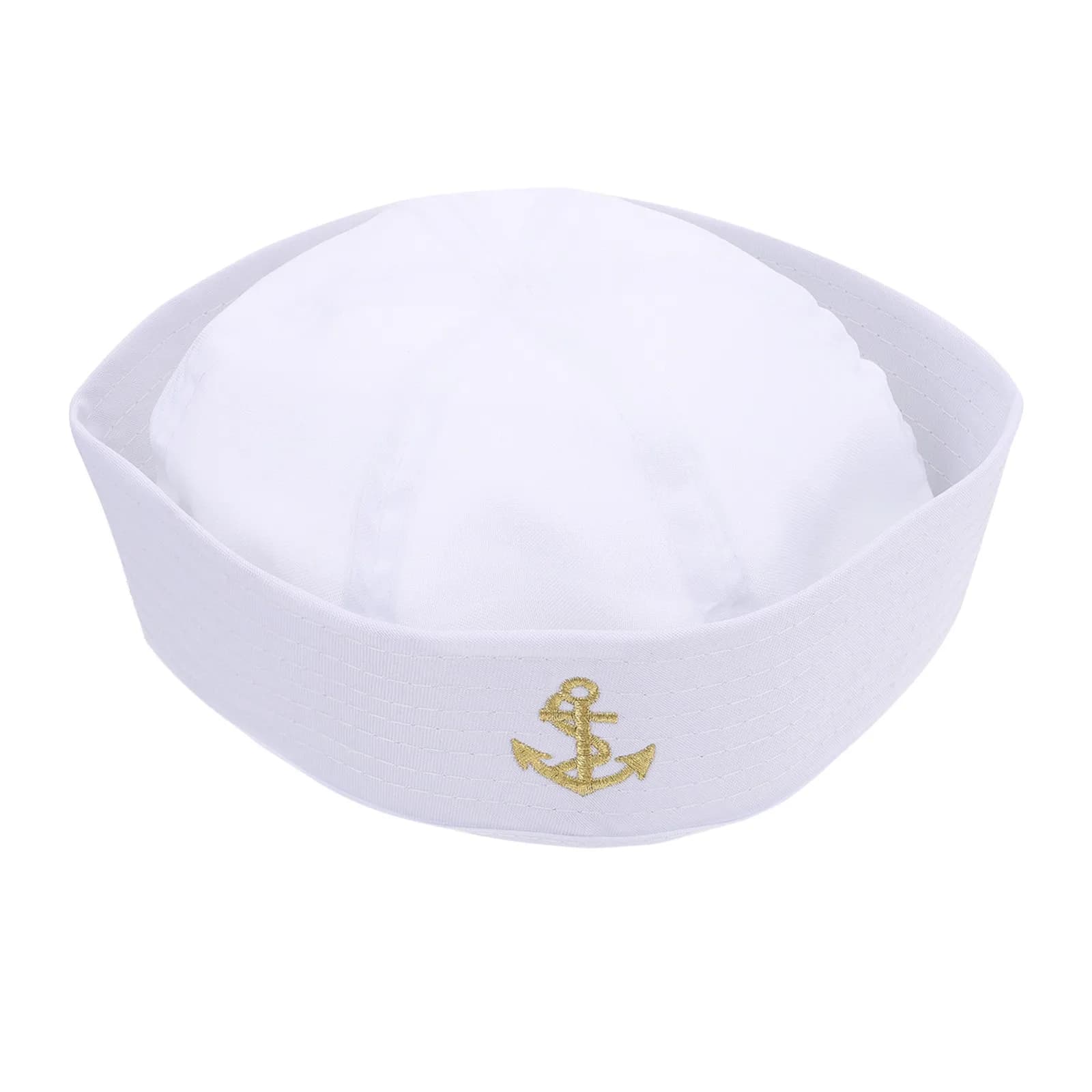1Pcs White Sailor Hat Premium Material Embroidered Anchor Patch Accessory for Bachelorette Party Summer Boat Trip