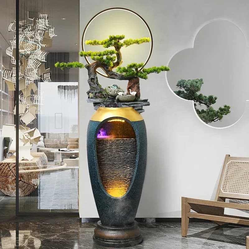 Fontana a circolazione d'acqua, decorazione acquatica, umidificatore per soggiorno, ingresso, decorazione d'interni