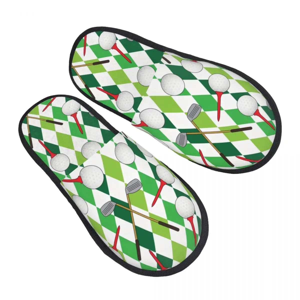 Women's Slippers with Argyle pattern, soft and anti-sfreshing, with memory foam, for golf, sports, spa and home