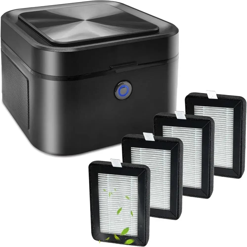 Purificatore d'aria multifunzionale, posacenere senza fumo e filtro (confezione da 4) per fumatori di sigarette, filtro HEPA che riduce il fumo, ricarica USB