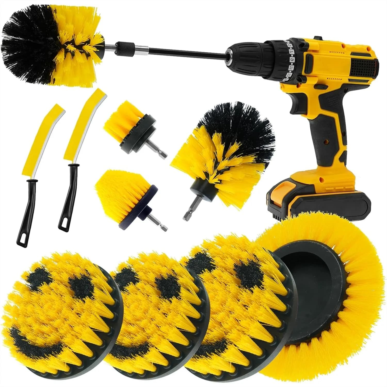 Set di 10 Spazzole per Trapano per Pulizia di Fughe, Pavimenti, Vasca, Doccia, Piastrelle, Lavandino, WC, Bagno e Cucina