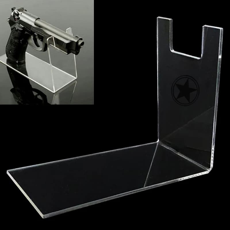 Nuovo negozio Boutique espositore puntelli acrilico trasparente supporto per pistole da esterno modello di pistola che mostra espositore per pistola