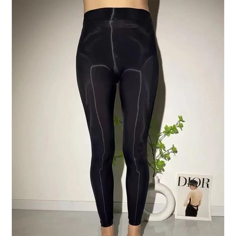 Leggings Ultra-sottili Trasparenti in Seta Ghiaccio per Uomo, Altamente Elastici e Lucidi, Sexy, Pantaloncini Aderenti, Intimo