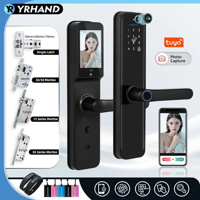 Tuya Wifi Smart Lock Serratura elettronica digitale con riconoscimento biometrico delle impronte digitali Smart Card e sblocco chiave password