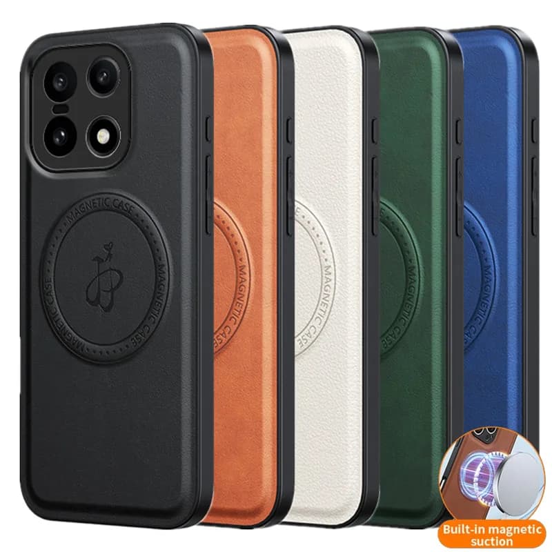 PU Leather Wireless Charging Magnetic Case for OnePlus 15 15R 5G Protective Case with Coque Fundas Rear Shell