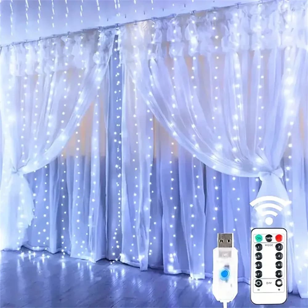 USB Fairy Lights 3 4 6 Meters Remote Control LED Curtain String Lights for Christmas Home Bedroom Decoration Festive Party