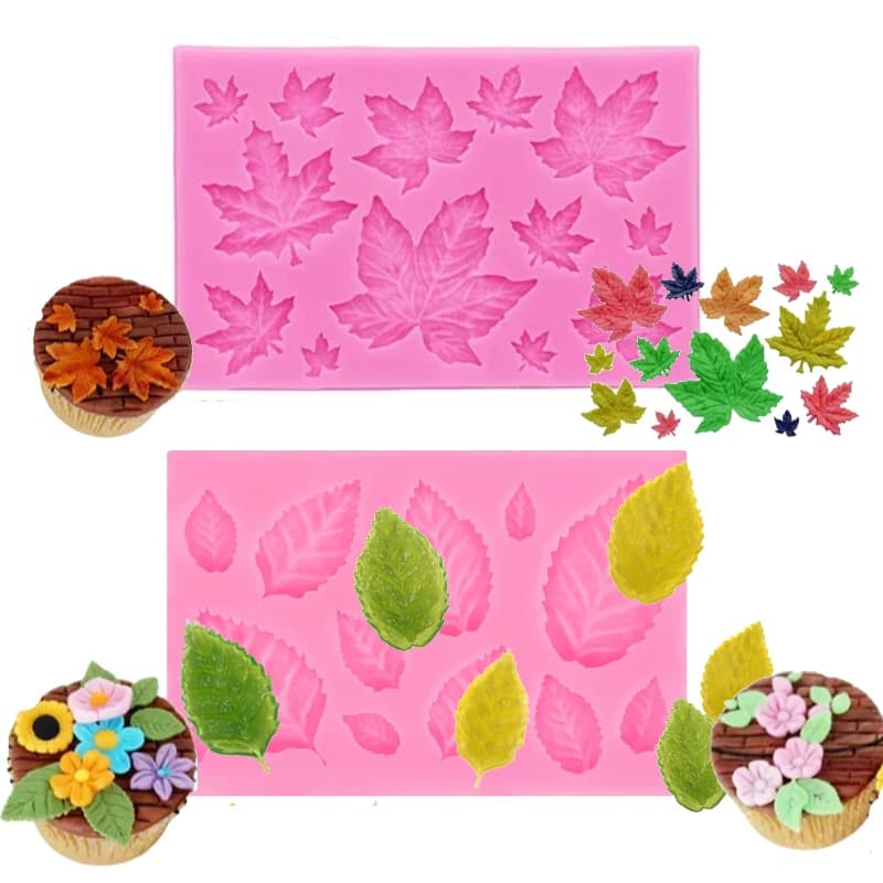 Maple Leaf Silicone Mold Set for DIY Cake Decorations Leaf Collection Mold Non-Stick for Resin Clay Chocolate&Soap Making
