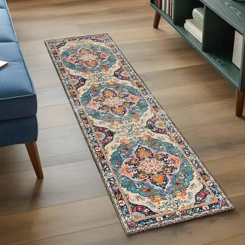 Tappeto etnico vintage VIKAMA, resistente e lavabile in lavatrice, zerbino per ingresso, corridoio, cucina, tappeto per corridoio, decorazione per la casa