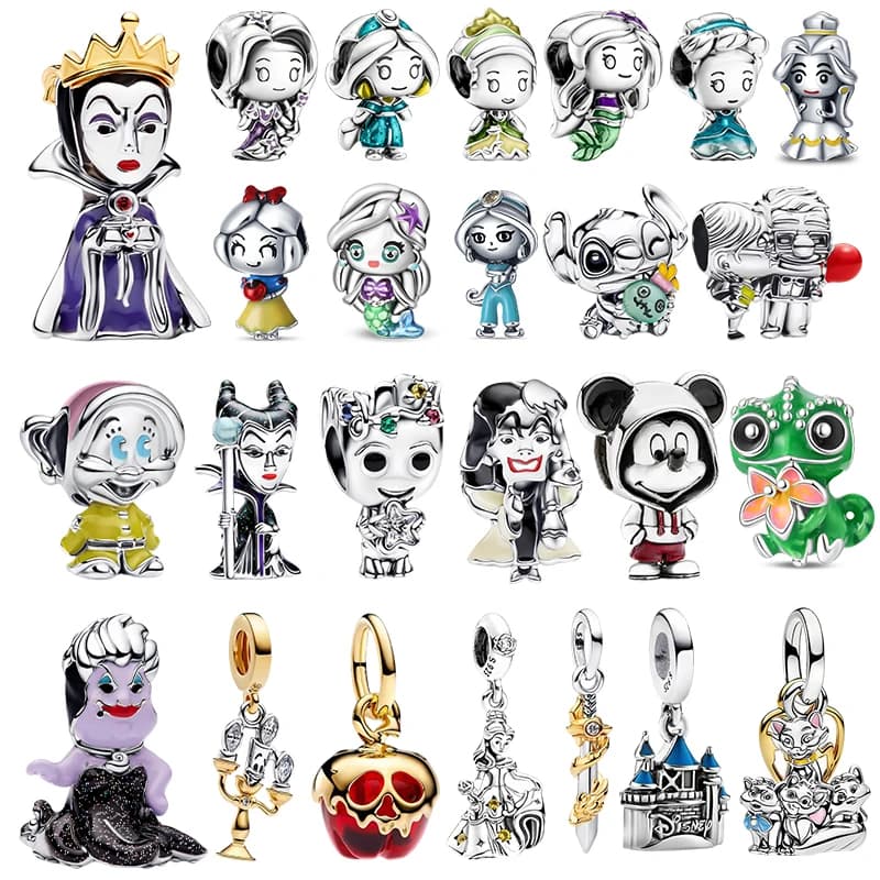 Nuovo Ciondolo Disney 2026 in Argento Sterling 925, Stitch Minnie Camaleonte, per Collane e Bracciali, Gioielli Fai-da-Te per Donna, Regali per Feste