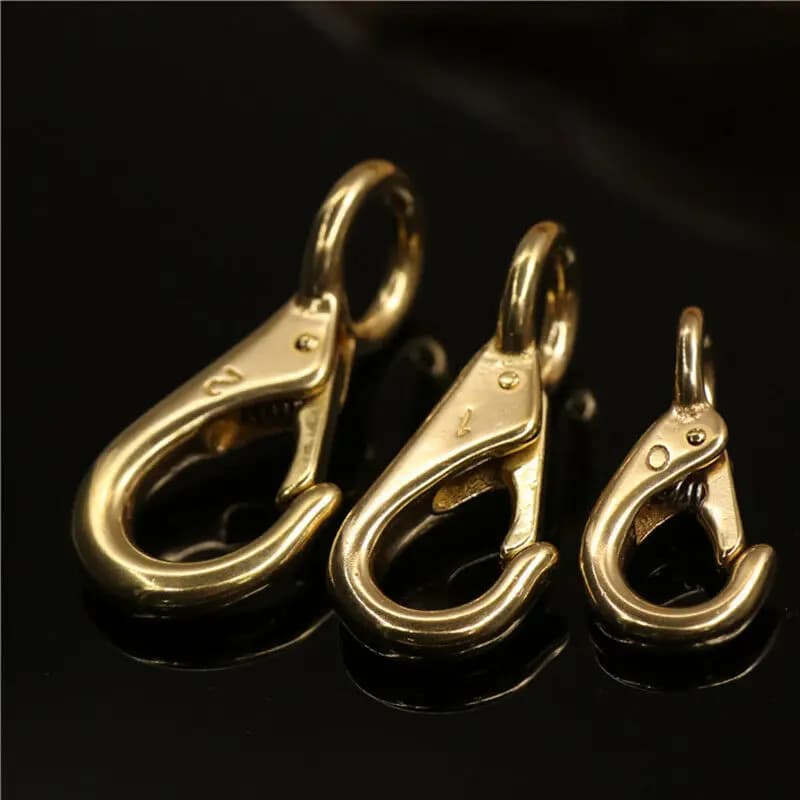 1x moschettone in ottone massiccio chiusura fissa per grilletto ad occhio per borsa artigianale in pelle cintura per cintura cintura per cavalli corda per animali domestici clip per guinzagli