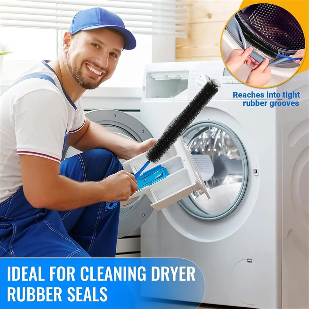 Multi-use Gear 5 Pack Dryer Vent Cleaner Kit, Extra Long Flexible Brushes for Lint, Pet Hair & Dust, Refrigerator Coils