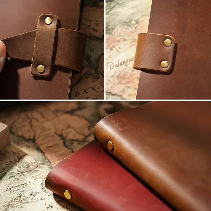New High Quality Retro Genuine Leather Rings Notebook A5 Spiral Diary Brass Binder Journal Sketchbook Agenda Planner Stationery
