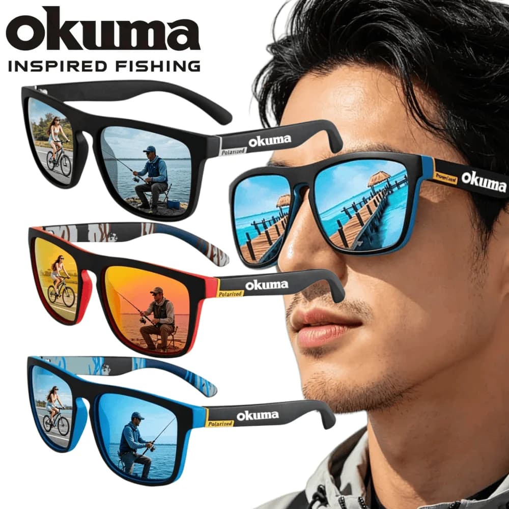 6 colors okuma Polarized Sunglasses UV400 Protection Men Women Outdoor Hunting Fishing Driving Bicycle Sunglasses Optional Box