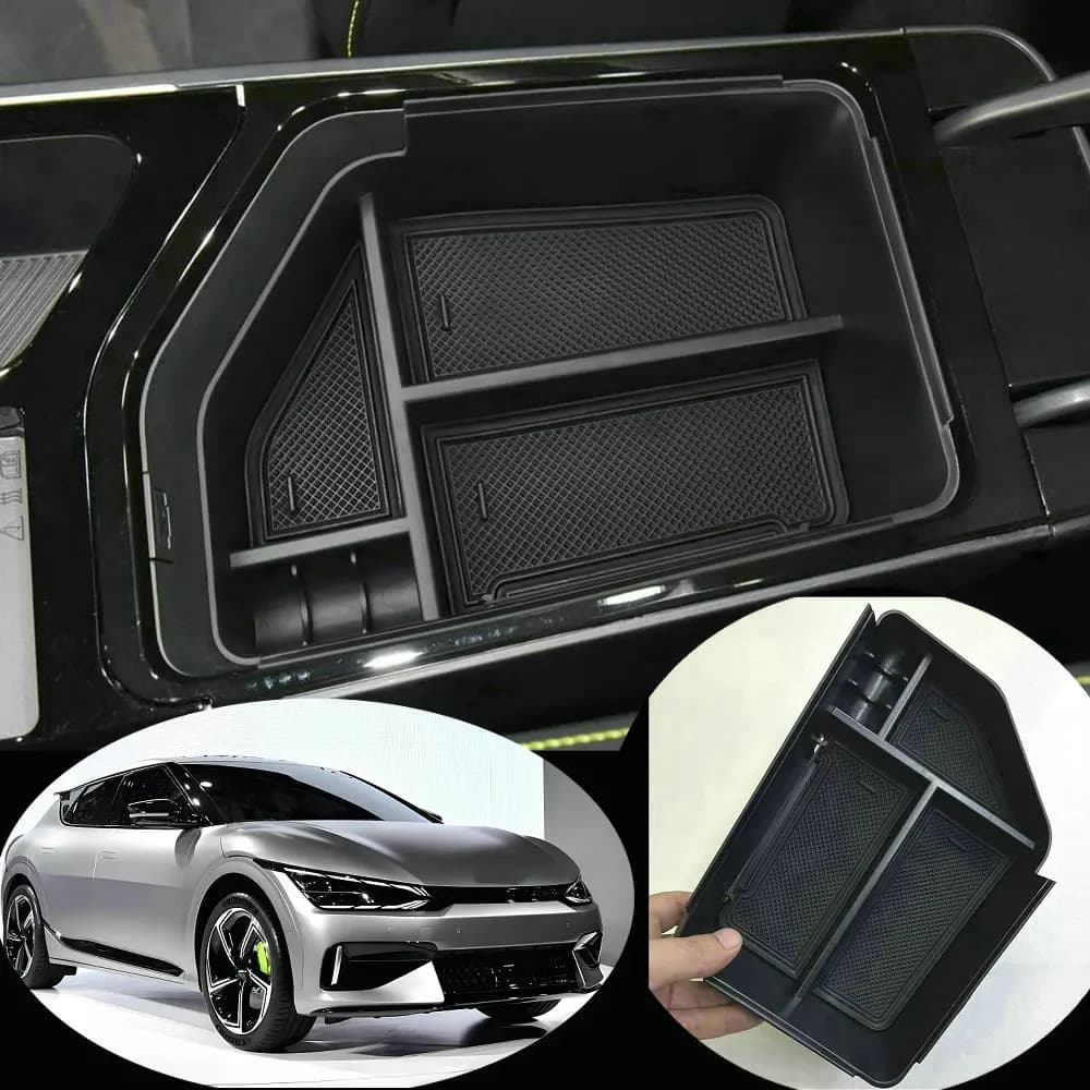 1 pz Scatola di Immagazzinaggio Per Kia EV6 2022 2023 2024 ABS Auto Bracciolo Centrale Scatola di Immagazzinaggio Organizzatore Vassoio Accessori Auto