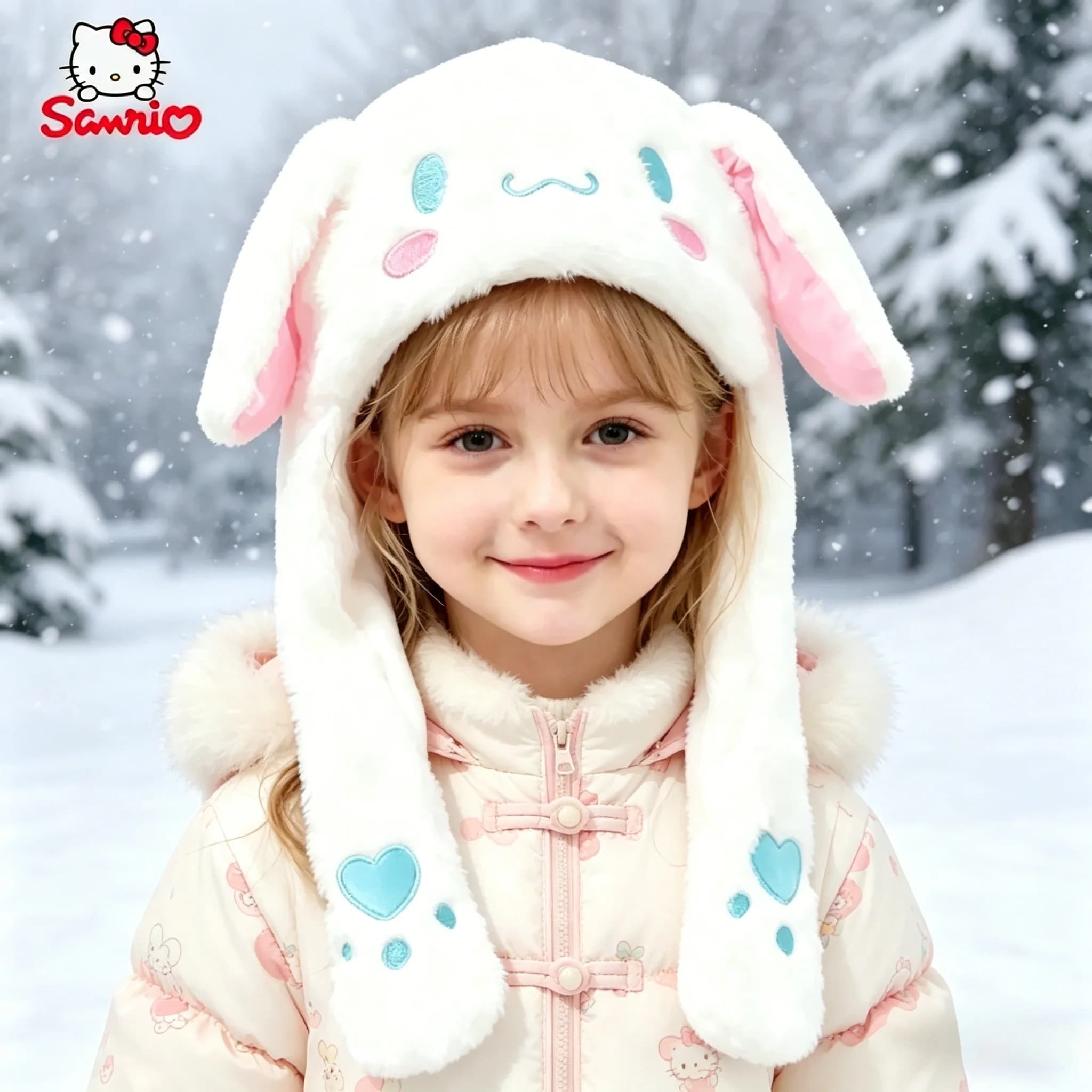 Cappello Invernale Morbido in Peluche Kawaii Hello Kitty, Melody, Cinnamoroll, Kuromi con Orecchie Saltanti, Simpatico Cappello Anime, Giocattolo Accogliente, Regalo per Bambine