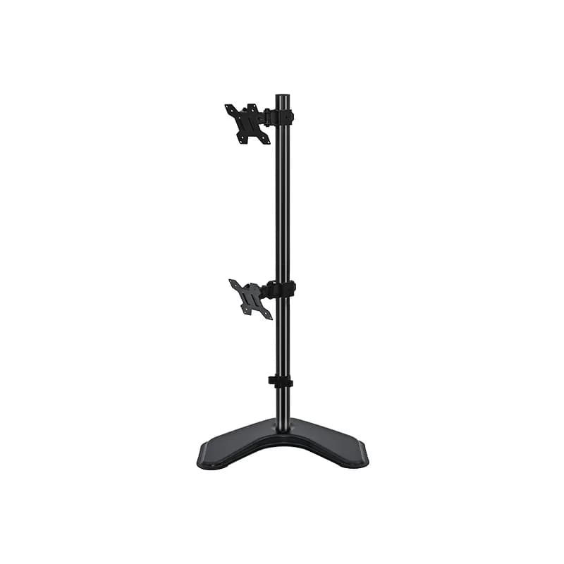 32\" Black Iron Construction Dual-Screen Monitor Stand Rotating Desktop Arm Base Punch-Free Installation 90 Degree Stock