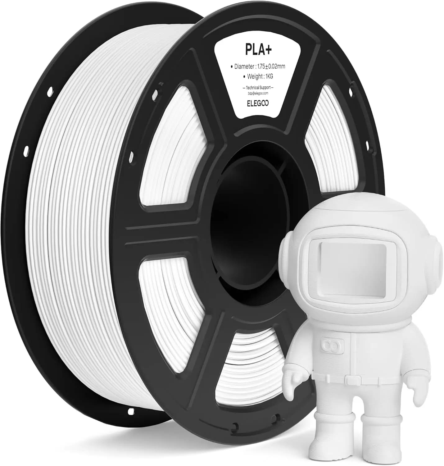 PLA+ Filament 1.75mm White 1KG, High Toughness 3D Printer Filament Dimensional Accuracy +/- 0.02mm, 1kg Spool (2.2lbs) Fits for Most FDM 3D Printers