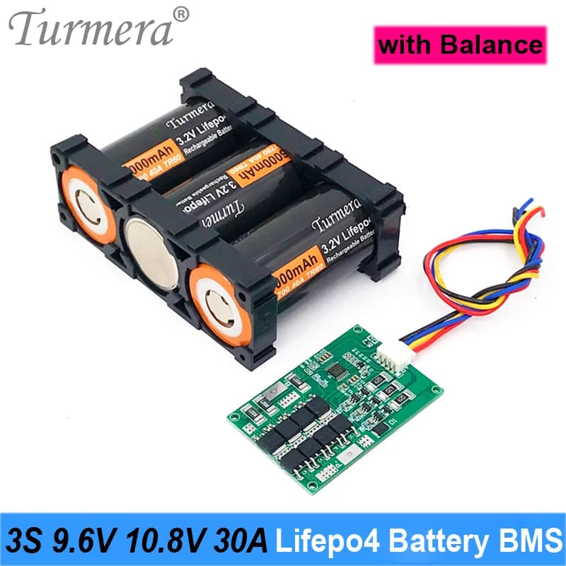 Turmera 3S 9.6V 10.8V 30A Lifepo4 Batteria BMS Balance Protect Board Utilizzare in 18650 32650 32700 33140 Cella al litio ferro fosfato