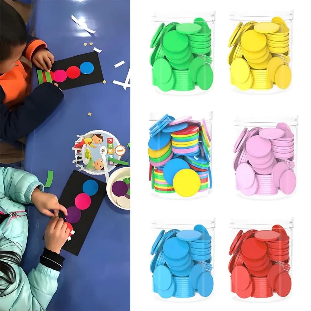 100 Pezzi di Fiches in Plastica per Conteggio, Operazioni di Addizione e Sottrazione, Gioco da Tavolo Colorato, Gettoni per Poker