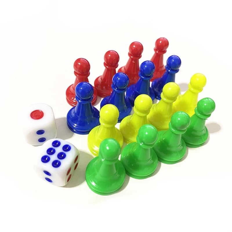 16 Pezzi 2.5*1.6 cm Scacchi + 2 Pezzi Dadi Zampe di Plastica Pezzi Dama Per Giochi Pennarelli Da Tavolo Componenti