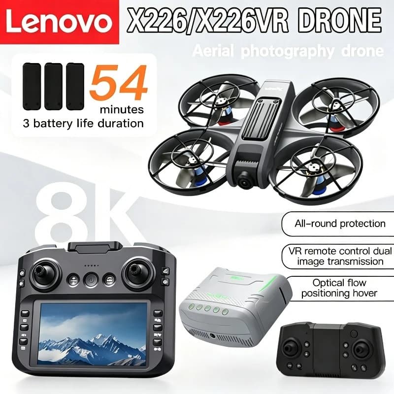 Drone Professionale Lenovo X226/X226VR 8K con Telecomando, Elicottero RC con Schermo, Quadricottero Giocattolo, Regalo per Bambini