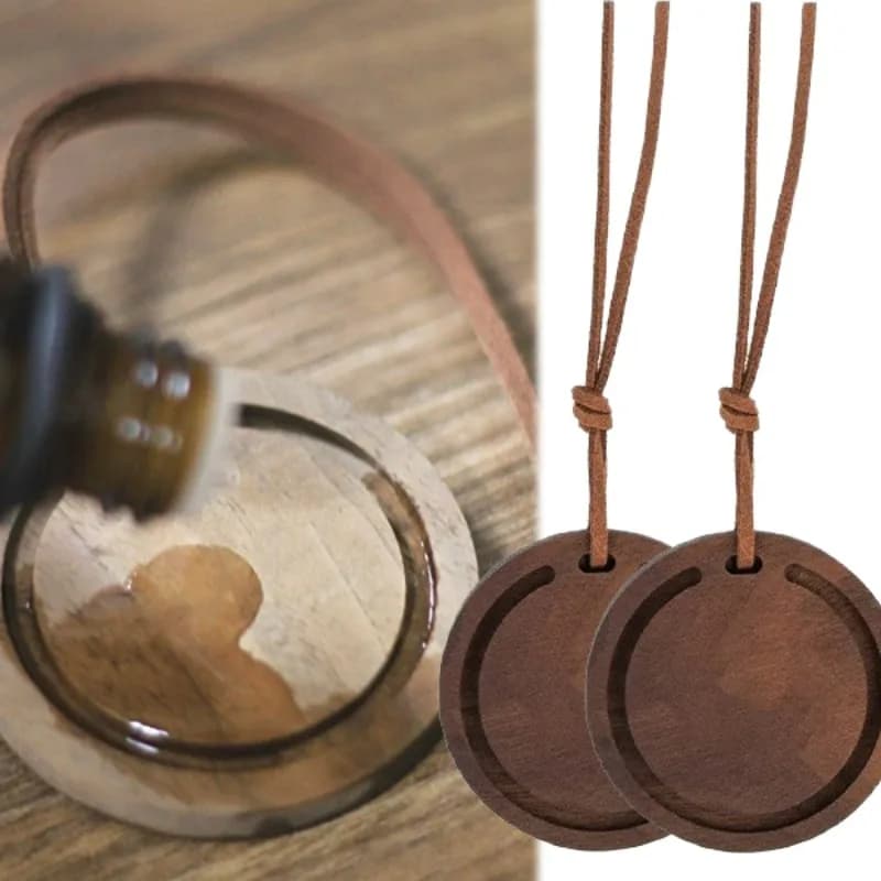 Diffusore Rotondo Premium in Legno Fatto a Mano da Legno di Cera Bianca e Noce Nero, Ornamenti per Auto, Accessori Aromatici da Appendere
