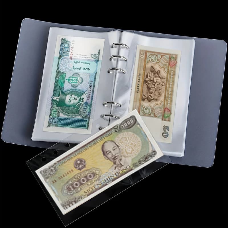 100 pezzi di carta di stoccaggio portatile sacchetto di valuta libro di raccolta di monete collezione di note commemorative protezione posizionamento libro vuoto